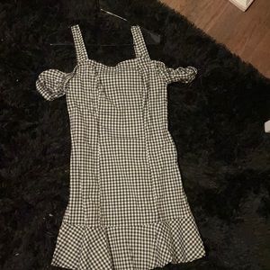 Plaid black and white dress